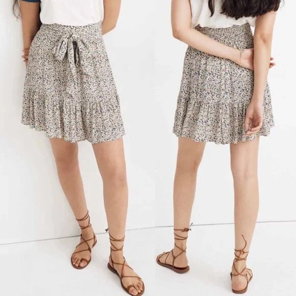 Madewell Cream Floral Mini Skirt